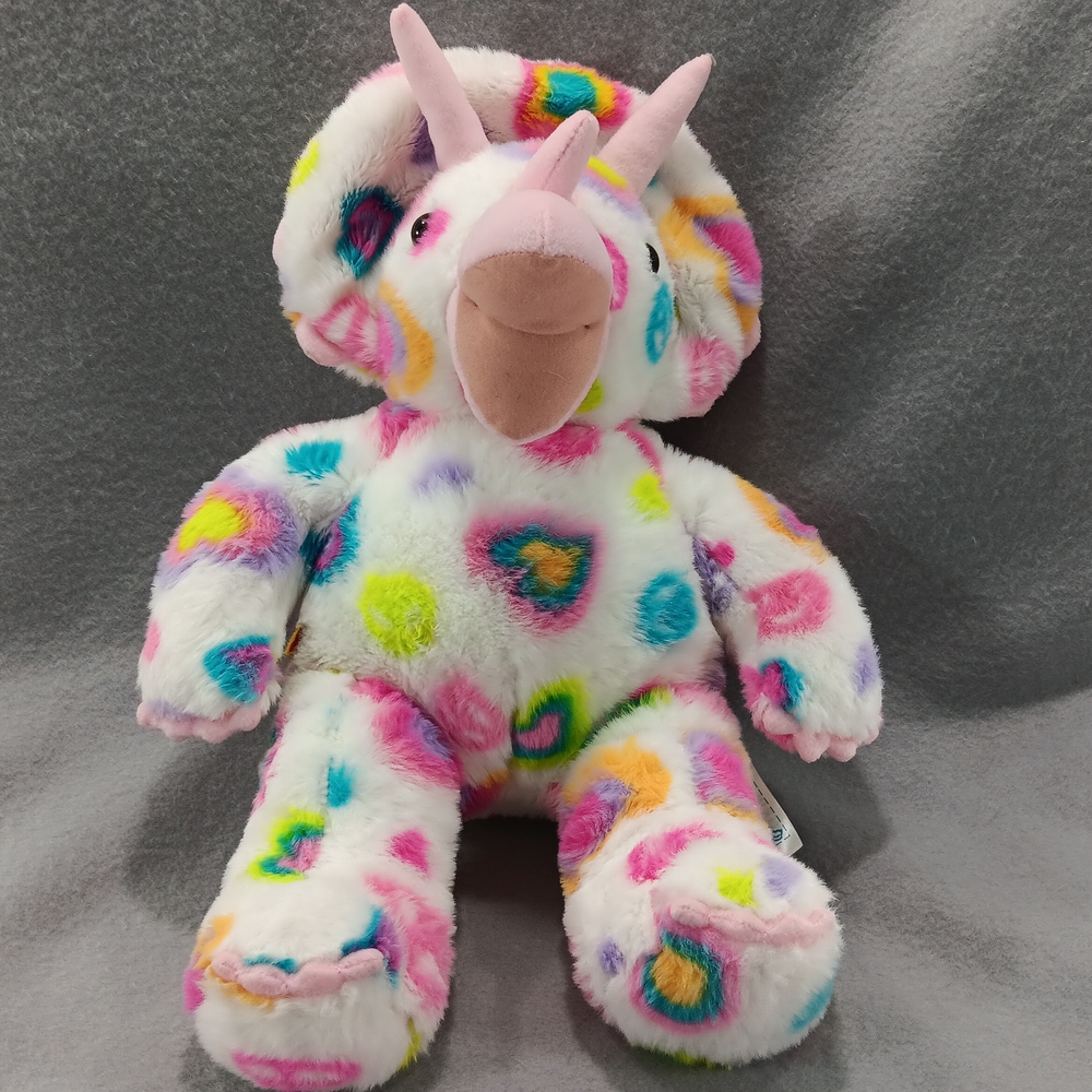 Build A Bear Workshop Peace And Love Print Triceratops Dinosaur BAB Plush Gift